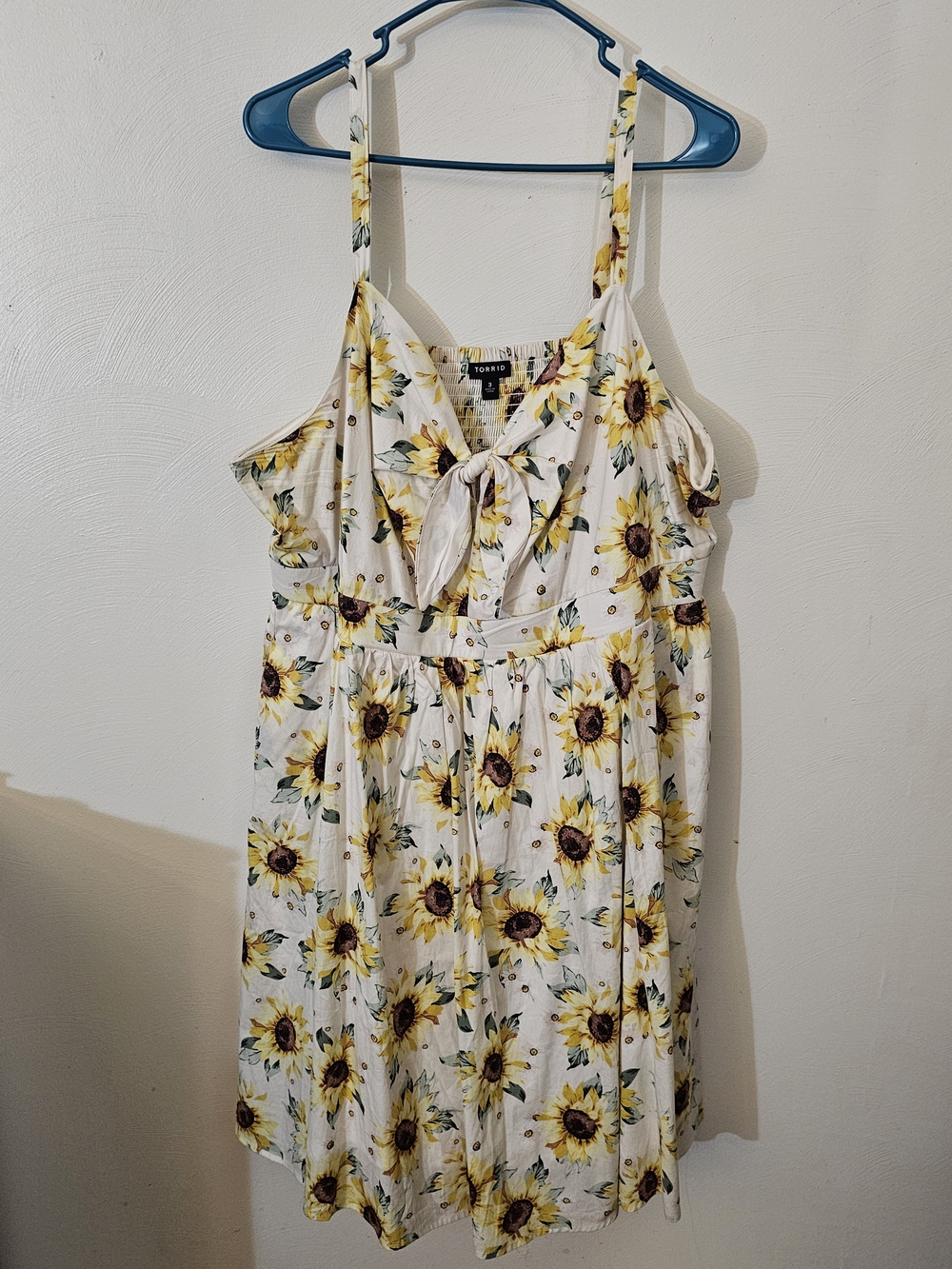 Torrid White & Yellow Sunflower Tie-Front Dress